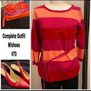 Complete NY & Company Spring Sweater & Leggings with shoes & matching purse.